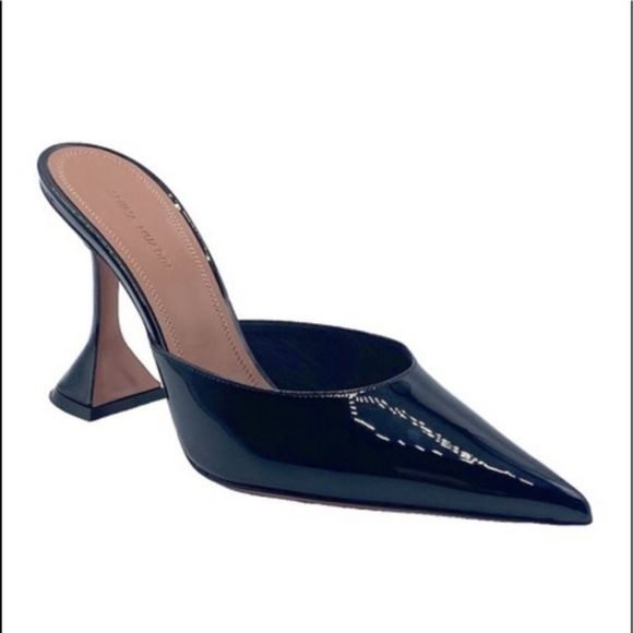 Amina Muaddi Shoes - AMINA MUADDI 95 Fiona Patent Leather Pointed Mules